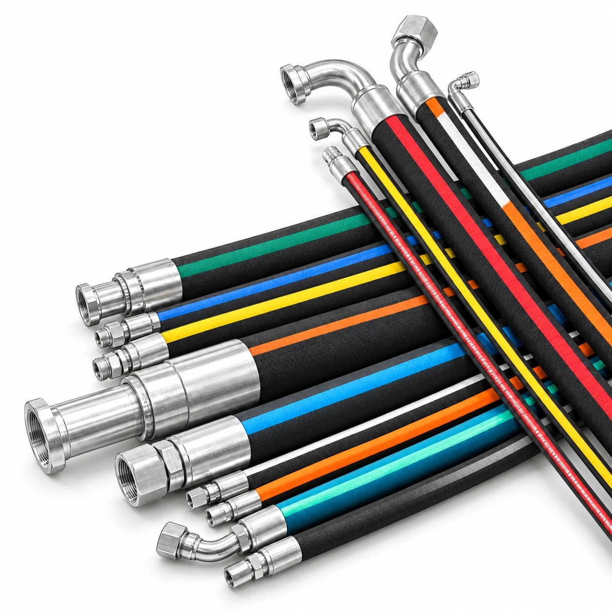 Hydraulic hose assemblies with crimped end fittings